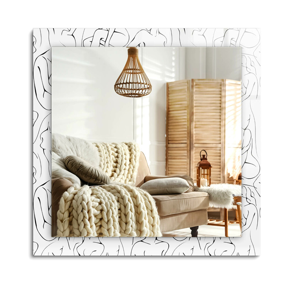 Obdélníkové zrcadlo rám s potiskem Náčrt ženských siluet