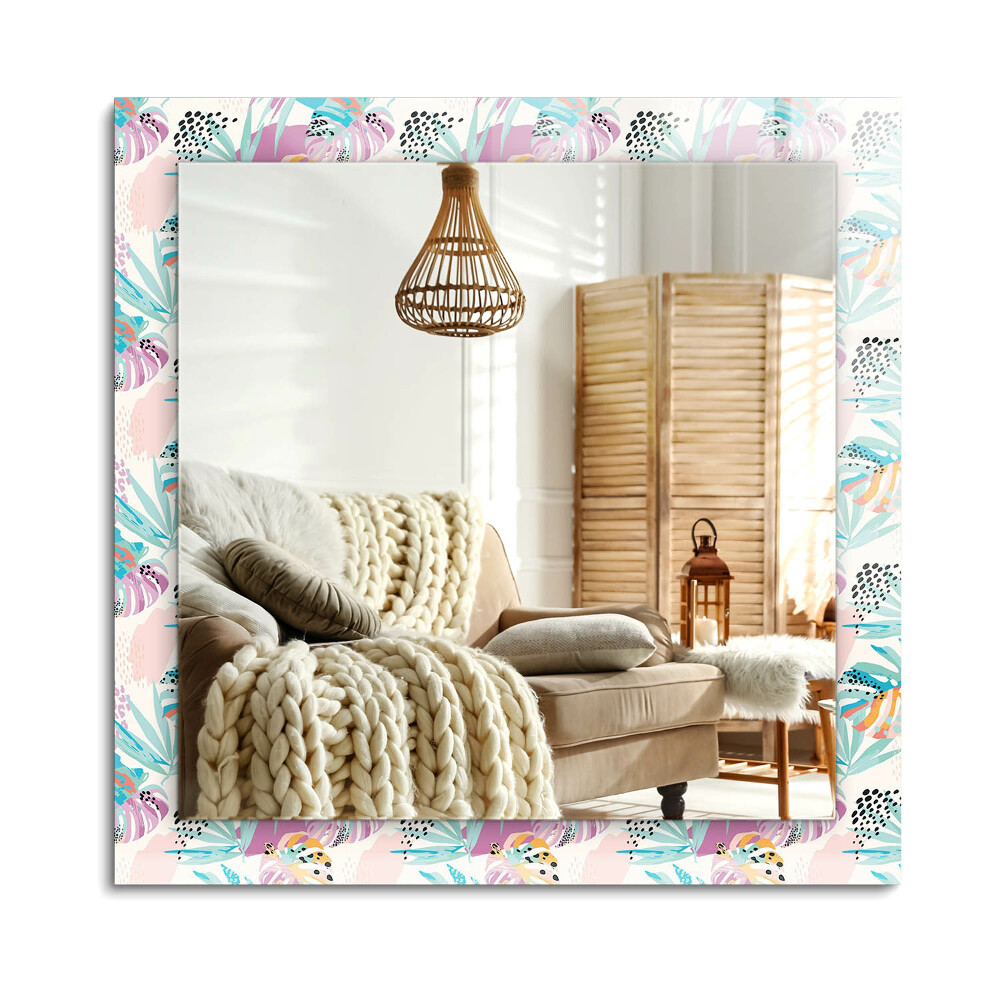 Obdélníkové dekorační zrcadlo Barevné tropické listy