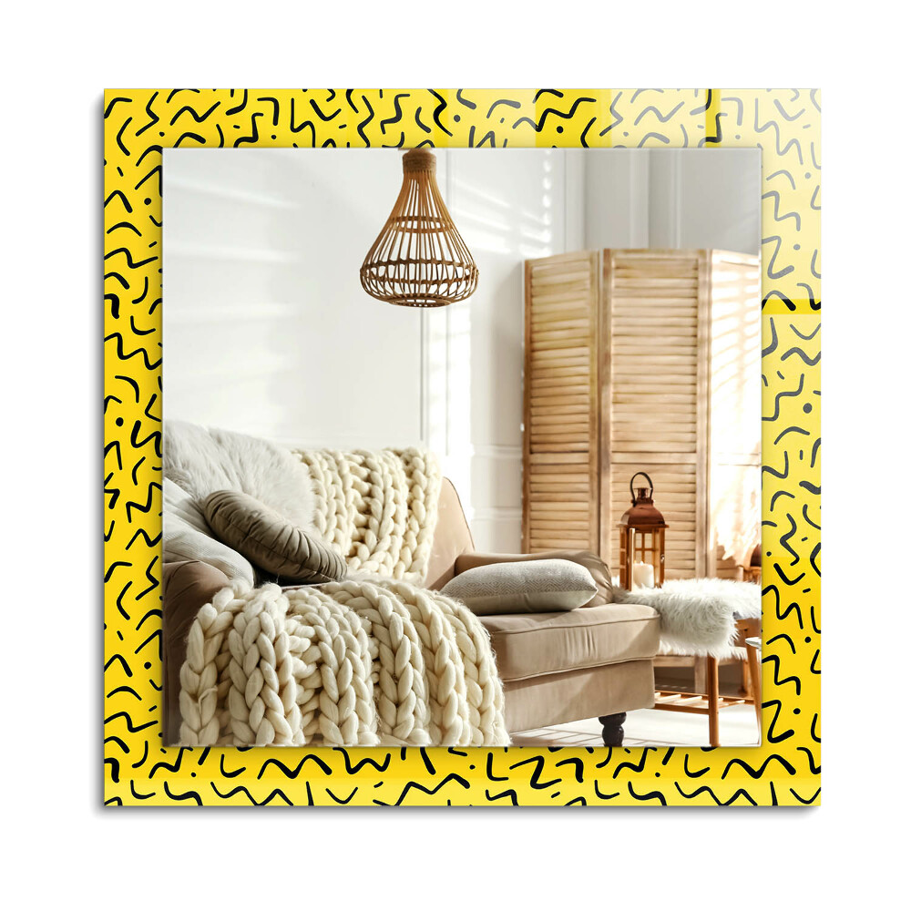 Obdélníkové dekorační zrcadlo na zeď Žlutý abstraktní vzor