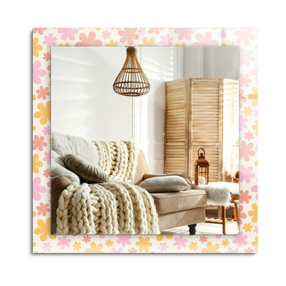 Obdélníkové dekorační zrcadlo květinový vzor