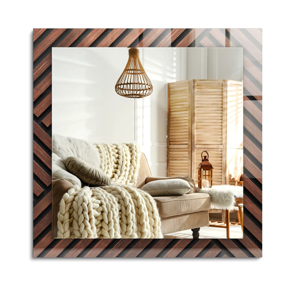 Obdélníkové dekorační zrcadlo Dřevěné diagonální pásy