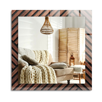 Obdélníkové dekorační zrcadlo Dřevěné diagonální pásy