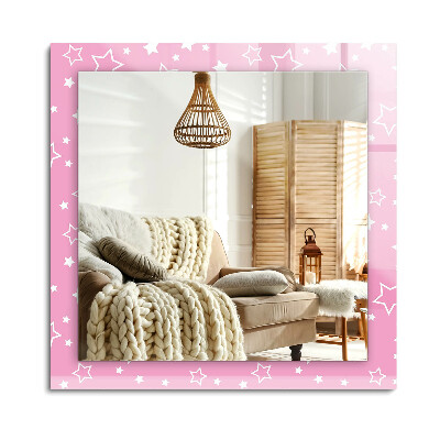 Obdélníkové dekorační zrcadlo Růžové hvězdy