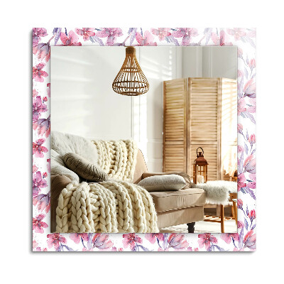 Obdélníkové dekorační zrcadlo Květiny akvarel vzor