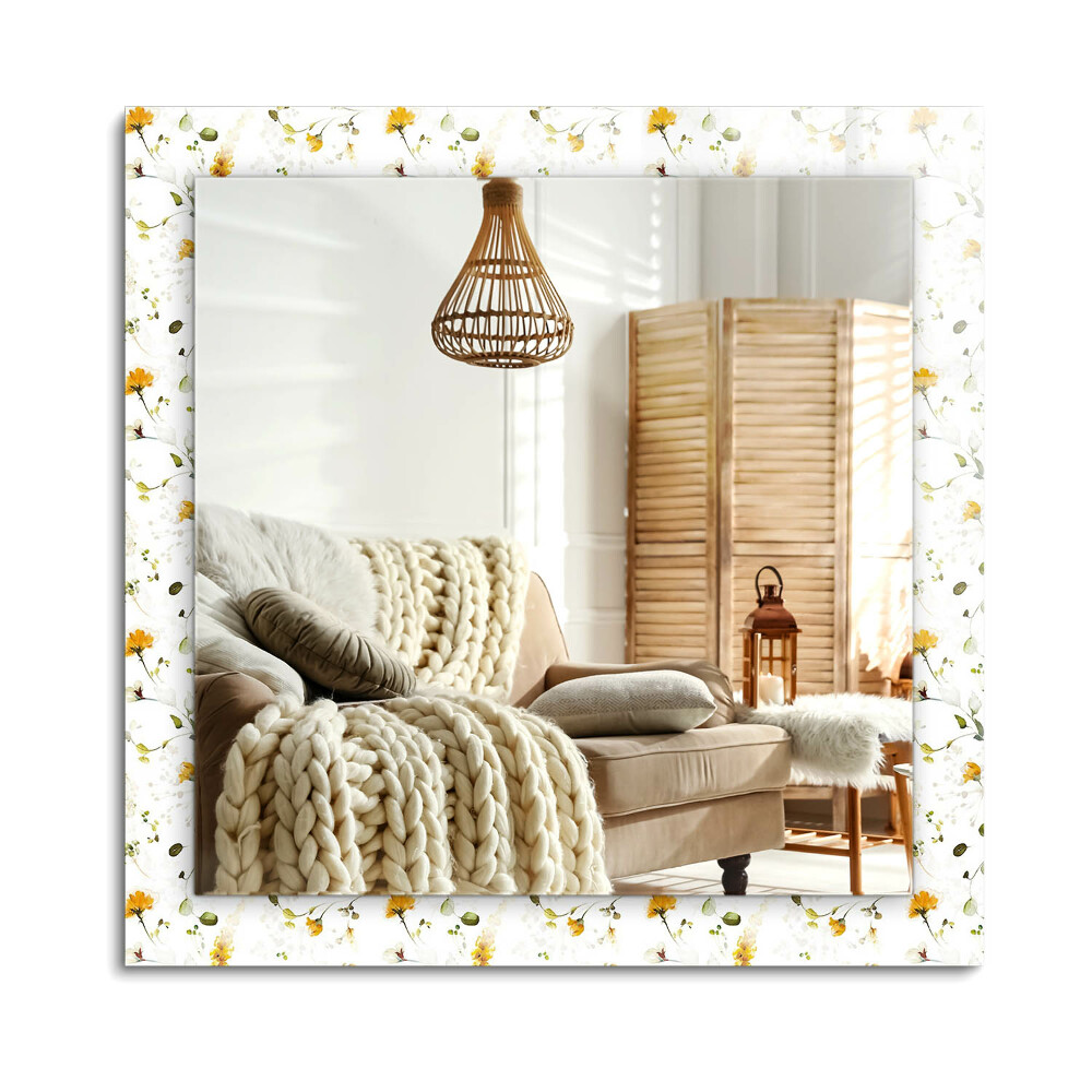 Obdélníkové zrcadlo rám s potiskem Květiny listy vzor