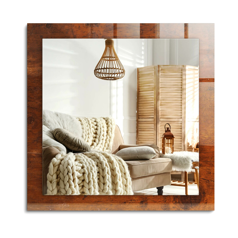 Obdélníkové zrcadlo rám s potiskem Starý dřevěný stůl