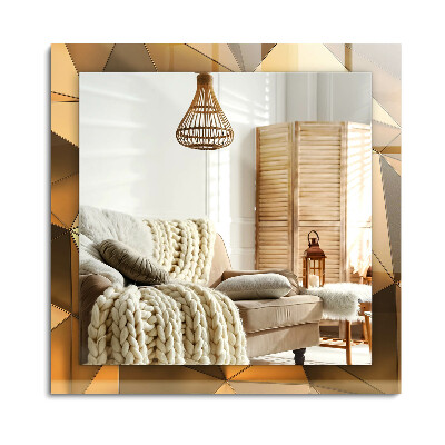 Obdélníkové dekorační zrcadlo Zlaté geometrické vzory