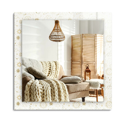 Obdélníkové zrcadlo rám s potiskem Slunce Měsíc hvězdy