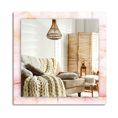 Obdélníkové dekorační zrcadlo Vzor růžového mramoru