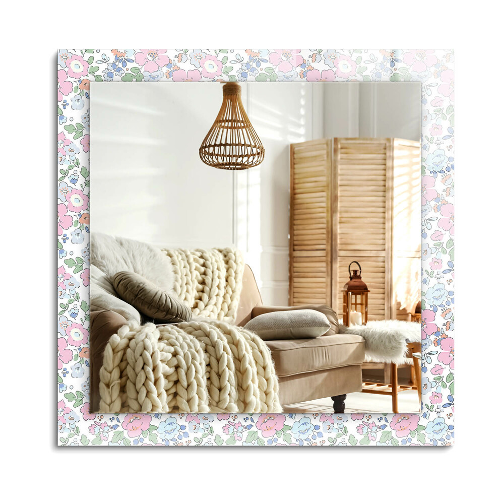 Obdélníkové dekorační zrcadlo na zeď Květinový vzor látky