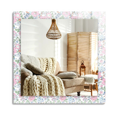 Obdélníkové dekorační zrcadlo na zeď Květinový vzor látky