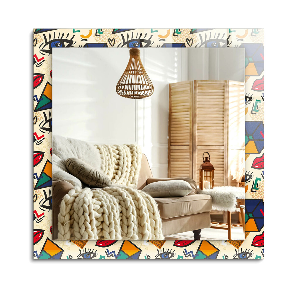 Obdélníkové dekorační zrcadlo Oči tvary úst