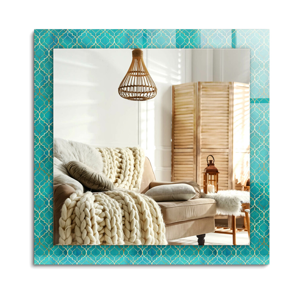 Obdélníkové dekorační zrcadlo Zelený geometrický vzor