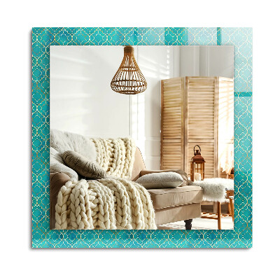 Obdélníkové dekorační zrcadlo Zelený geometrický vzor