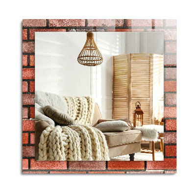 Obdélníkové dekorační zrcadlo Červená cihlová zeď