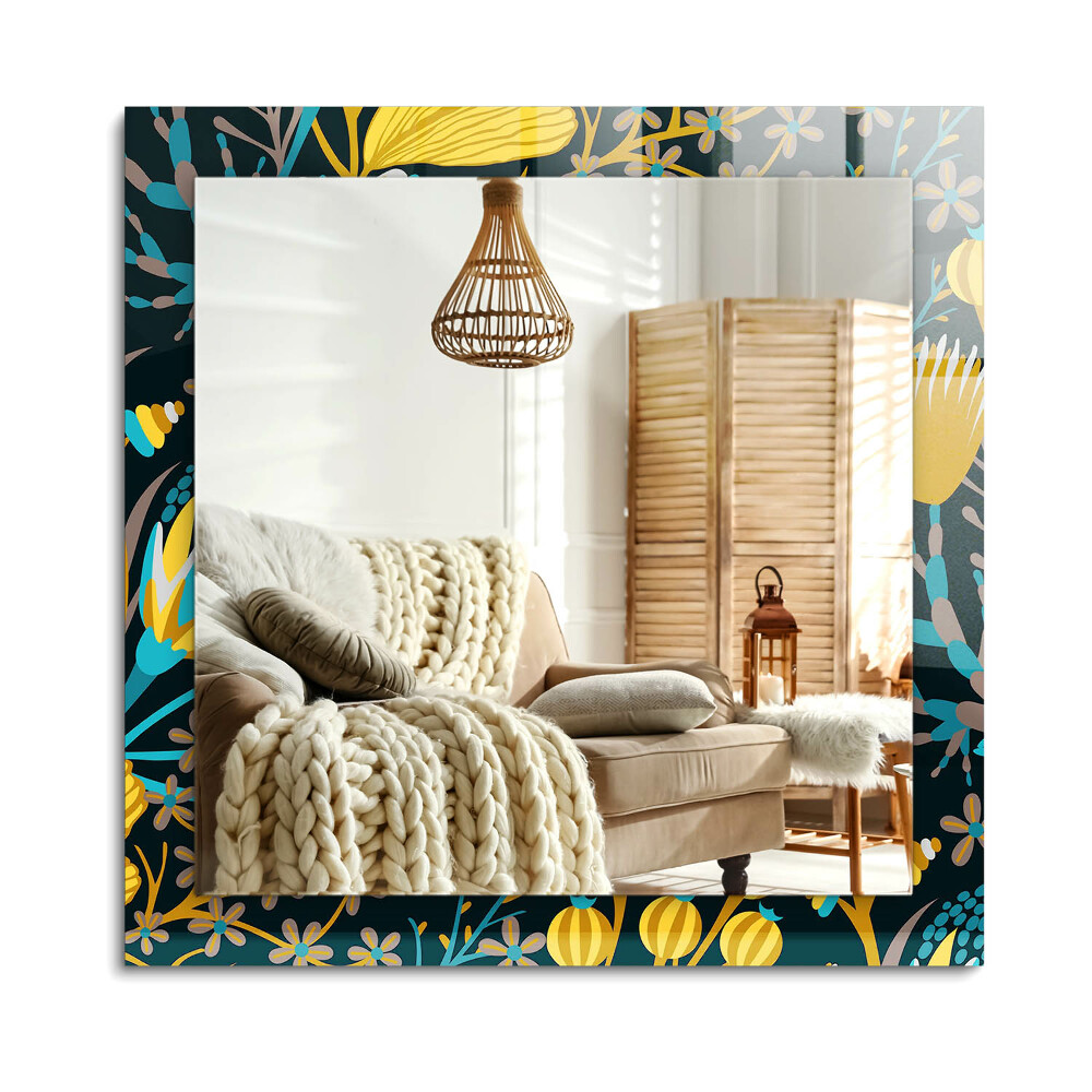 Obdélníkové zrcadlo rám s potiskem Květiny listy vzory