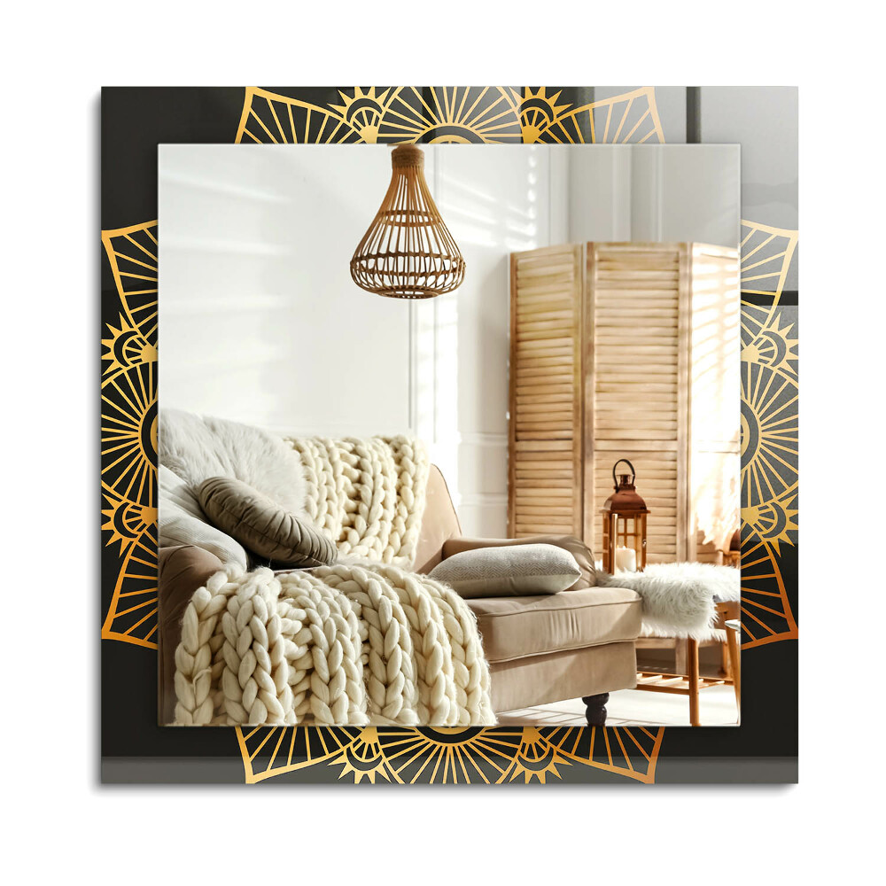 Obdélníkové zrcadlo rám s potiskem vzor mandaly