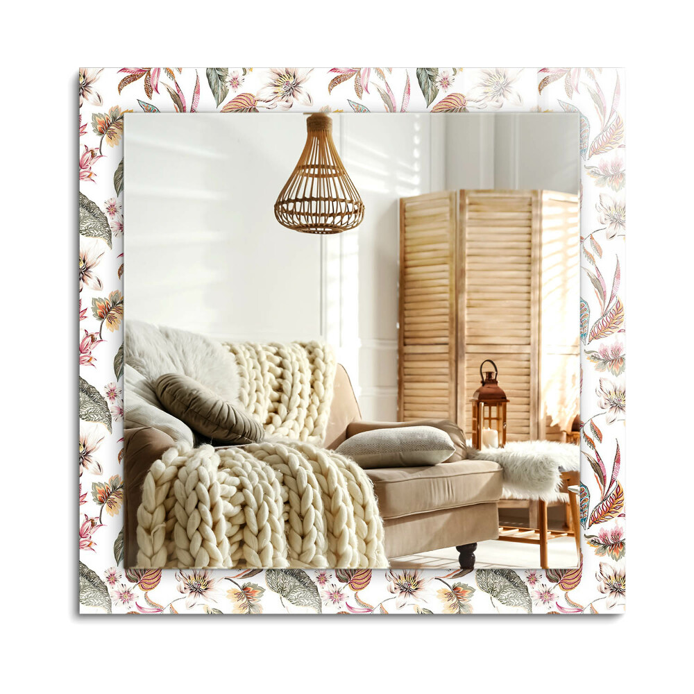 Obdélníkové dekorační zrcadlo Květiny a listy