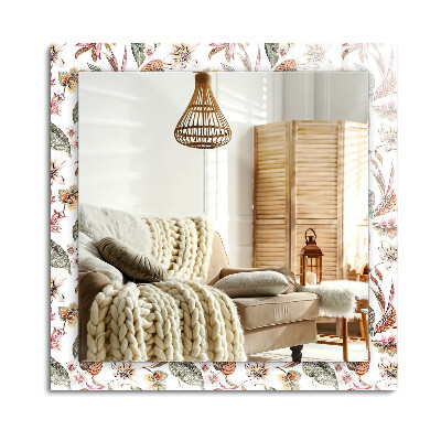 Obdélníkové dekorační zrcadlo Květiny a listy