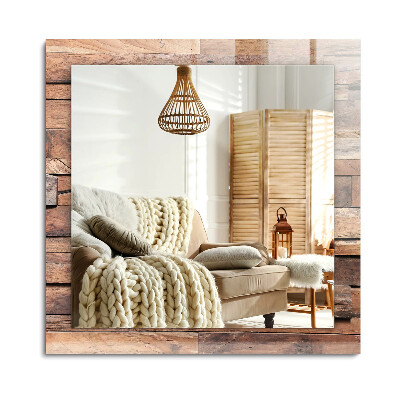 Obdélníkové zrcadlo rám s potiskem Dřevěná panelová stěna