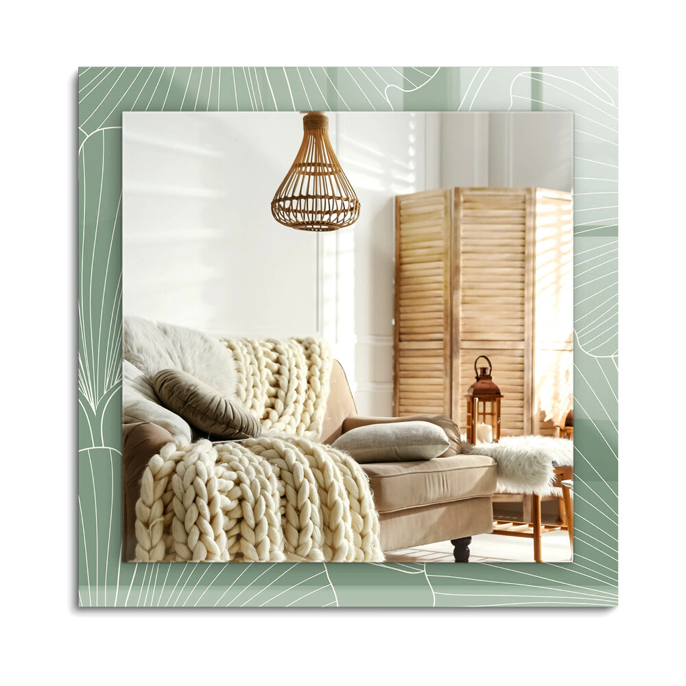 Obdélníkové zrcadlo rám s potiskem Ginkgo listy