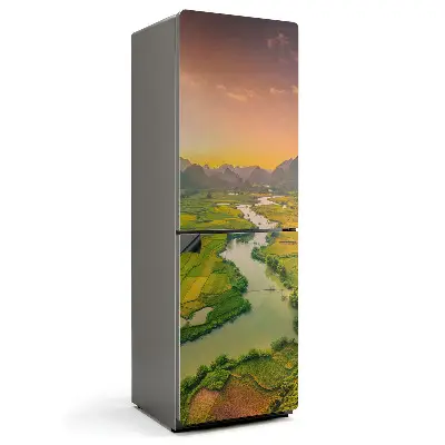 Magnet na ledničku Letecký pohled na pole a řeky