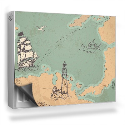 Magnetický kryt na radiátor Stará mapa retro vintage stylu
