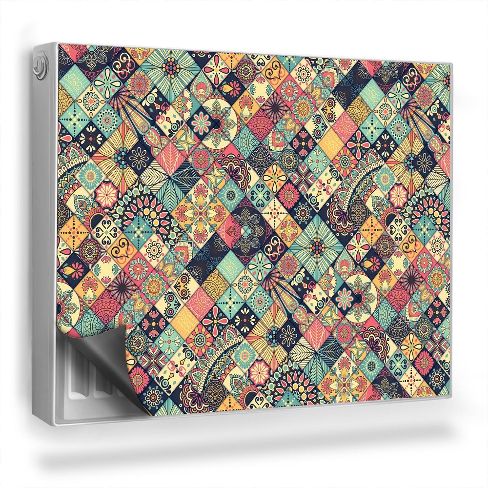 Dekorativní magnet na radiátor Barevné dlaždice s geometrickými květinovými vzory