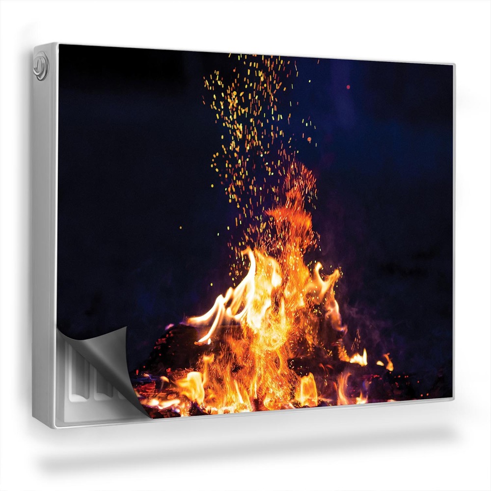 Magnet na radiátor Planoucí jiskřivý oheň v lese