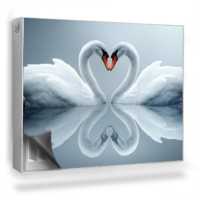 Magnetický kryt na radiátor Dvě labutě ve tvaru srdce