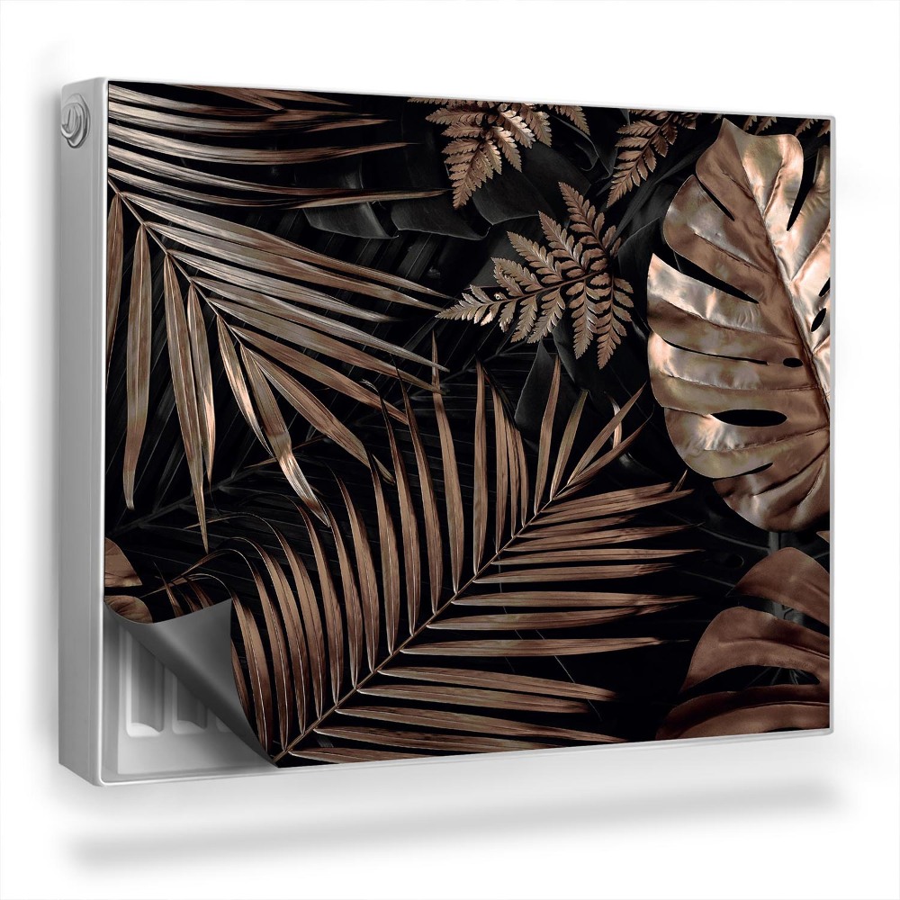 Dekorativní magnet na radiátor Listy natřené zlatem na černém pozadí