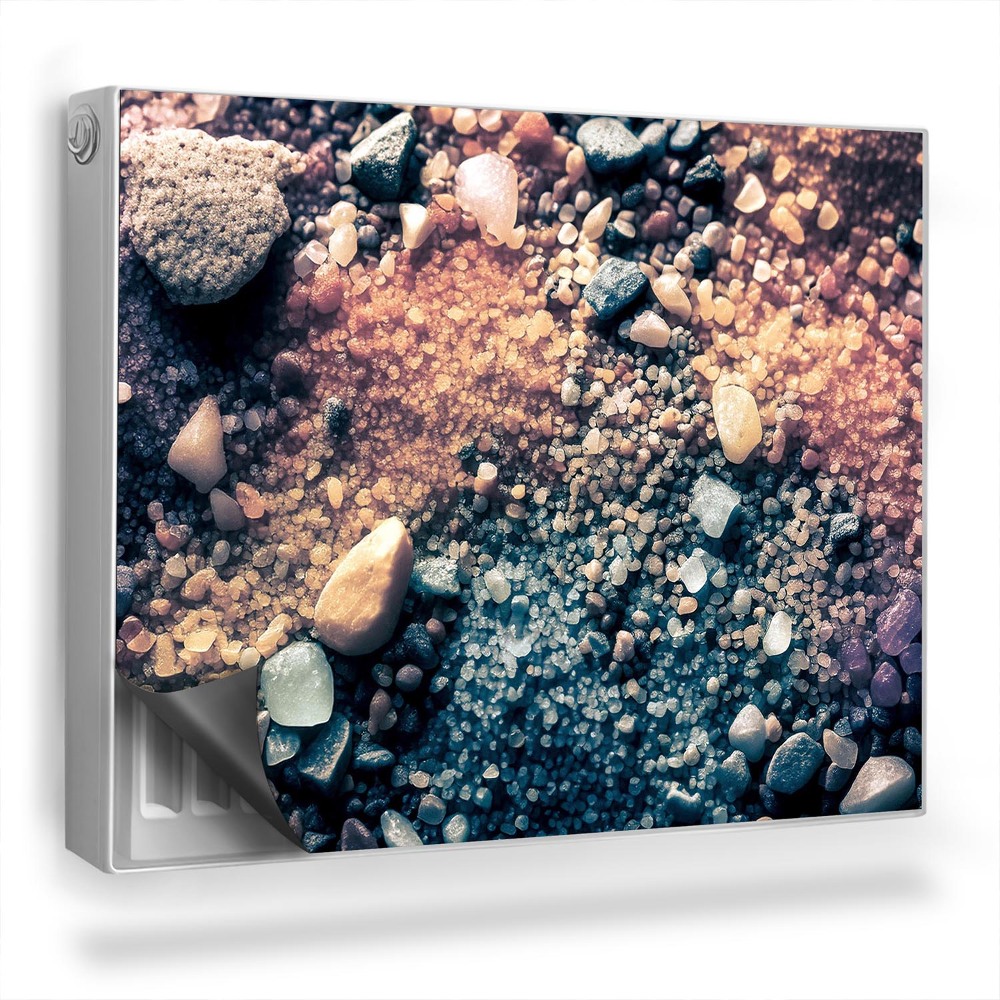 Magnetický kryt na radiátor Detail barevných zrn písku a oblázků