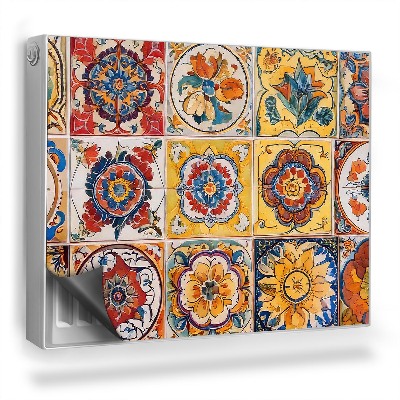 Magnet na radiátor Barevné staré dlaždice s květinovými vzory