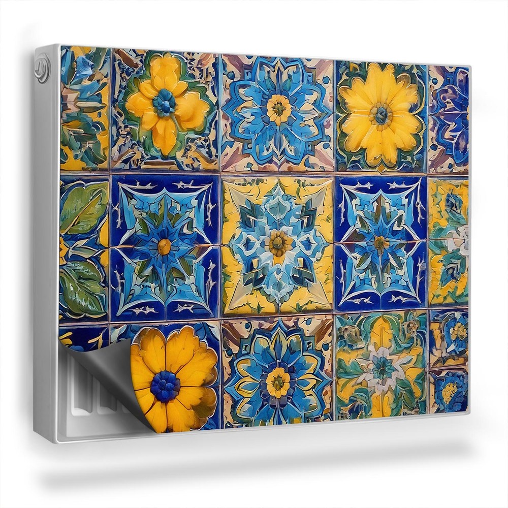 Magnet na radiátor Dlaždice s květinovými motivy, intenzivní barvy