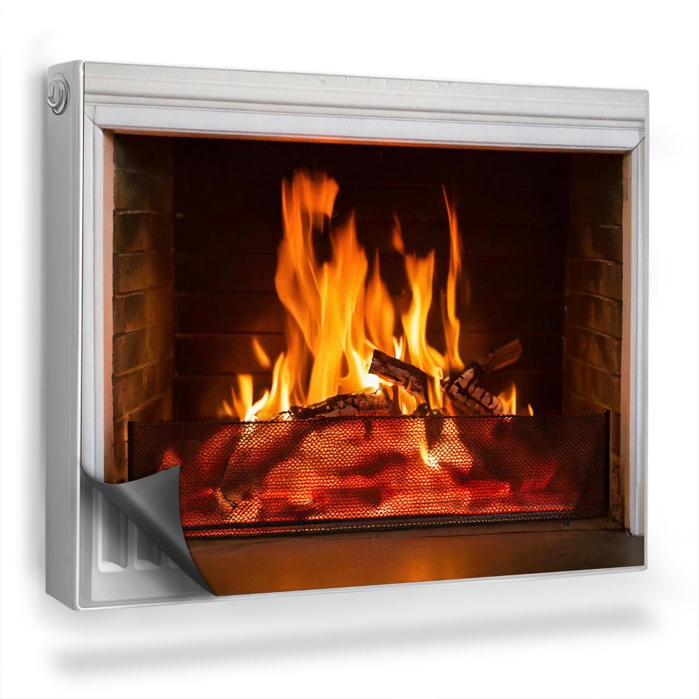 Dekorativní magnet na radiátor Fotografie ohně v domácím krbu