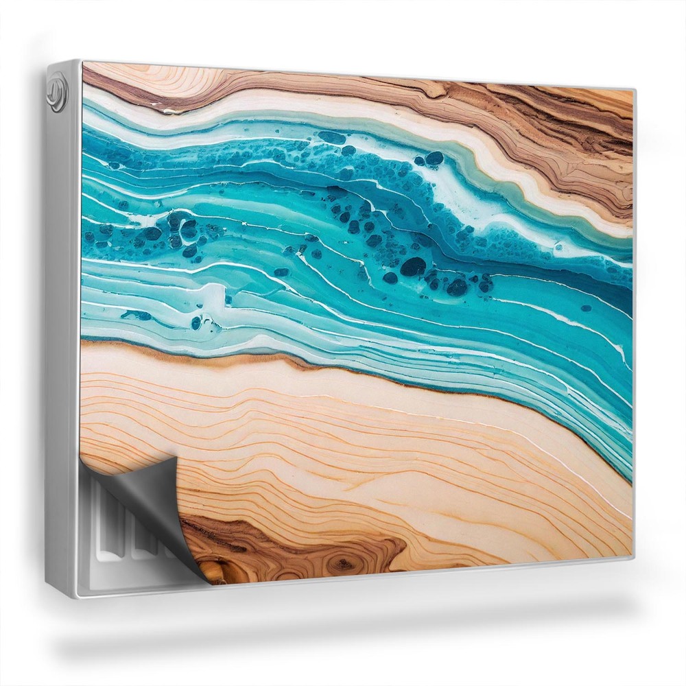 Dekorativní magnet na radiátor Přírodní dřevěná pryskyřice v modré barvě