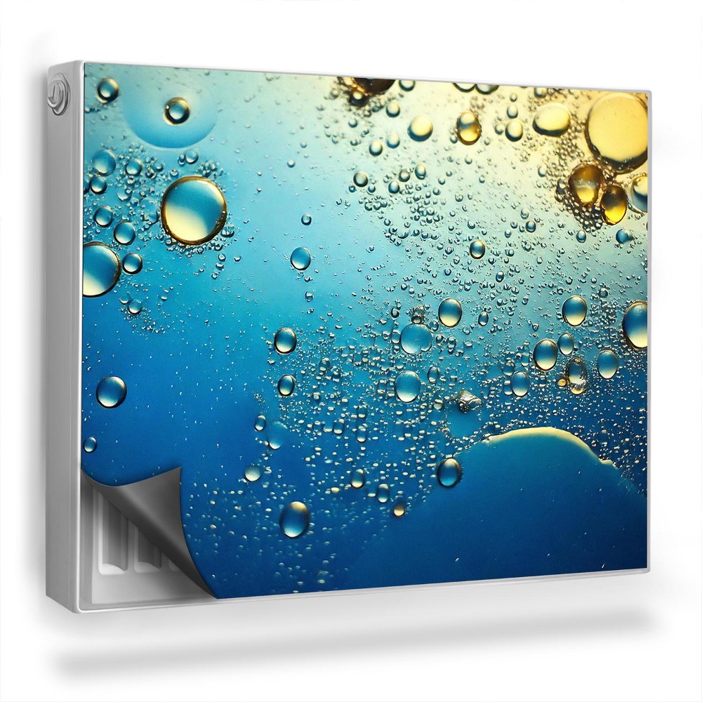 Dekorativní magnet na radiátor Zoom kapek oleje ve vodě, modré a žluté