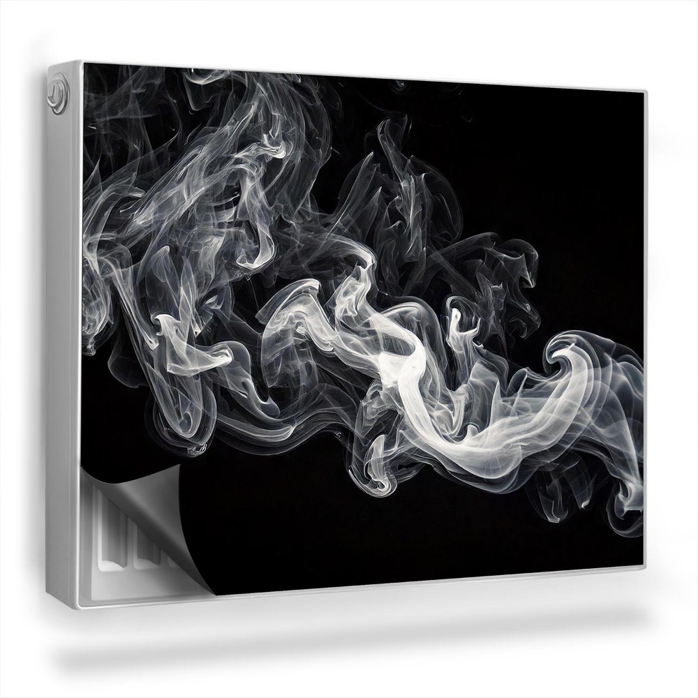 Dekorativní magnet na radiátor Klikatá stopa bílého kouře, černé pozadí