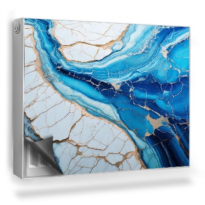 Dekorativní magnet na radiátor Modrý a bílý mramor s žilkami