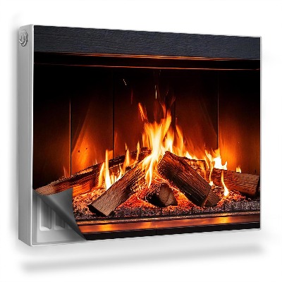 Dekorativní magnet na radiátor Hořící domácí krb se dřevem