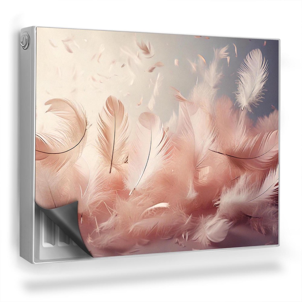 Magnet na radiátor Peří s jemnými barvami na tmavém pozadí