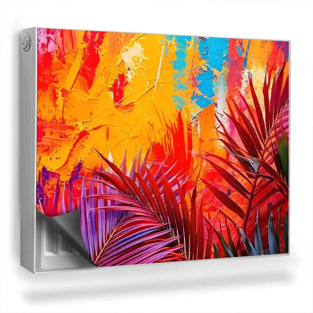 Magnetický kryt na radiátor Palmové listy, abstraktní malba