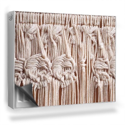 Dekorativní magnet na radiátor Detail bílého ručně vyrobeného makramé