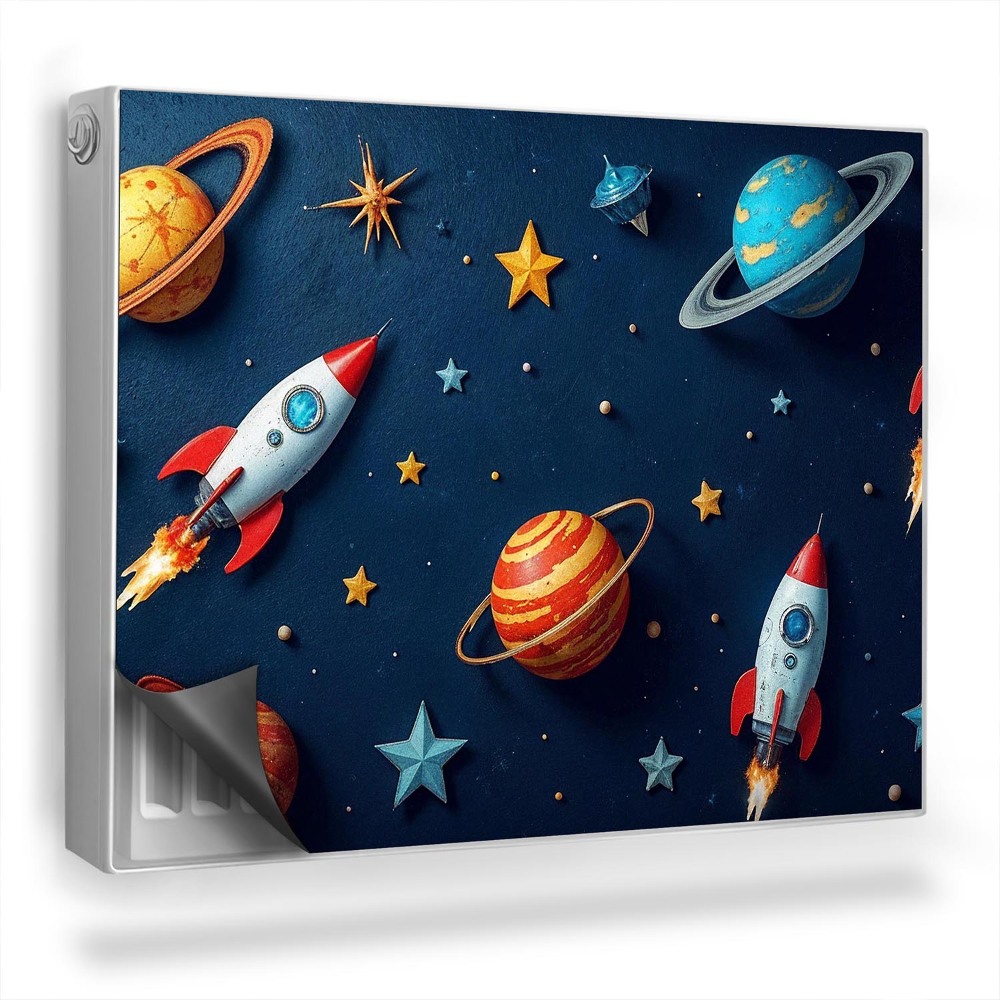 Dekorativní magnet na radiátor Ilustrace vesmírných planet hvězd raket