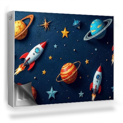 Dekorativní magnet na radiátor Ilustrace vesmírných planet hvězd raket