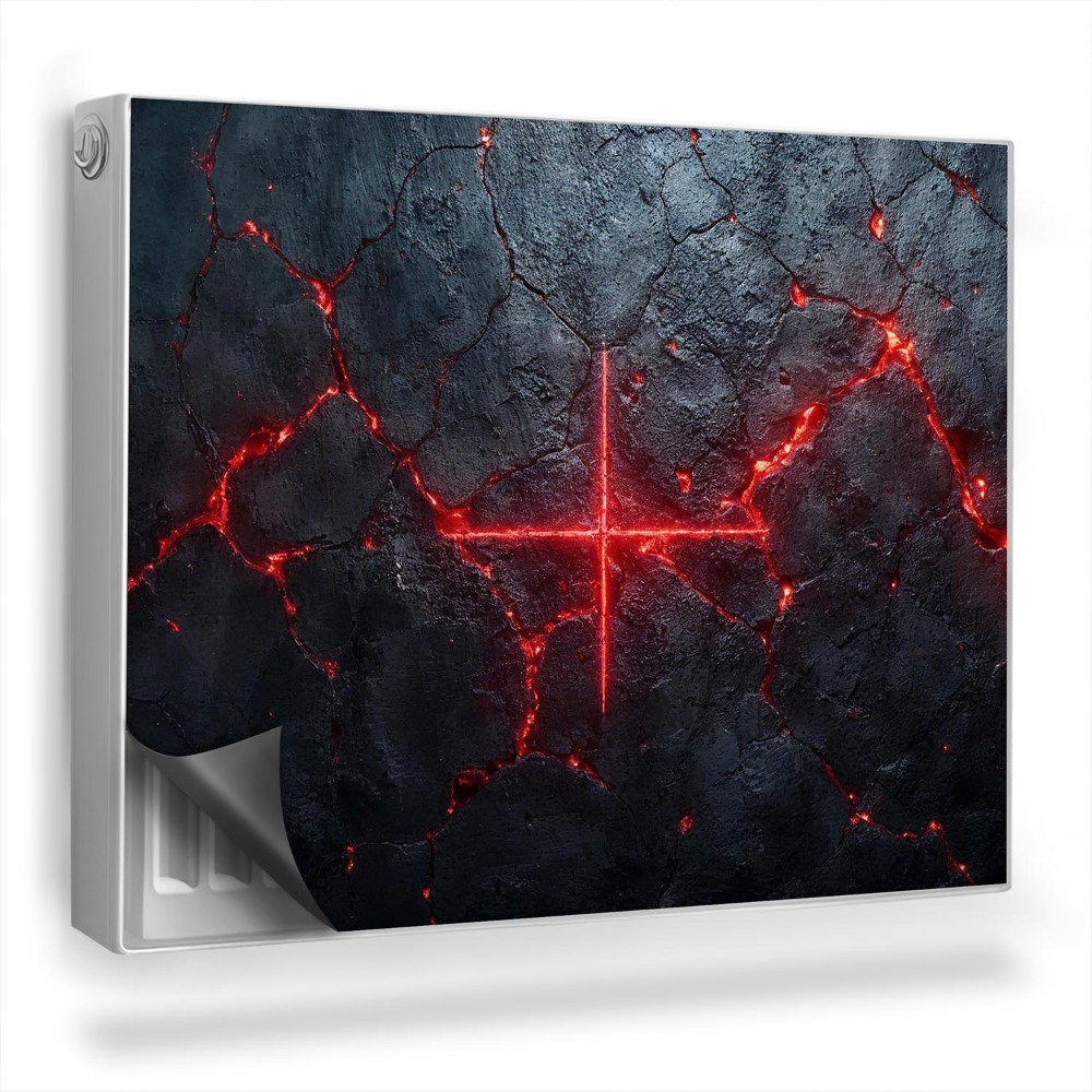 Magnet na radiátor Trhlina v magmatické skále, kříž v lávě