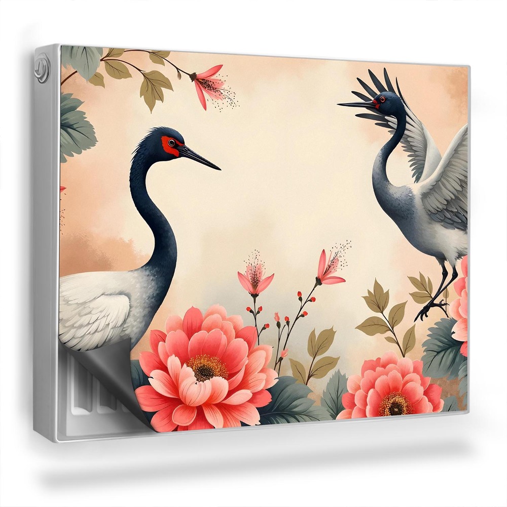 Dekorativní magnet na radiátor Japonští jeřábi květiny boho vintage styl