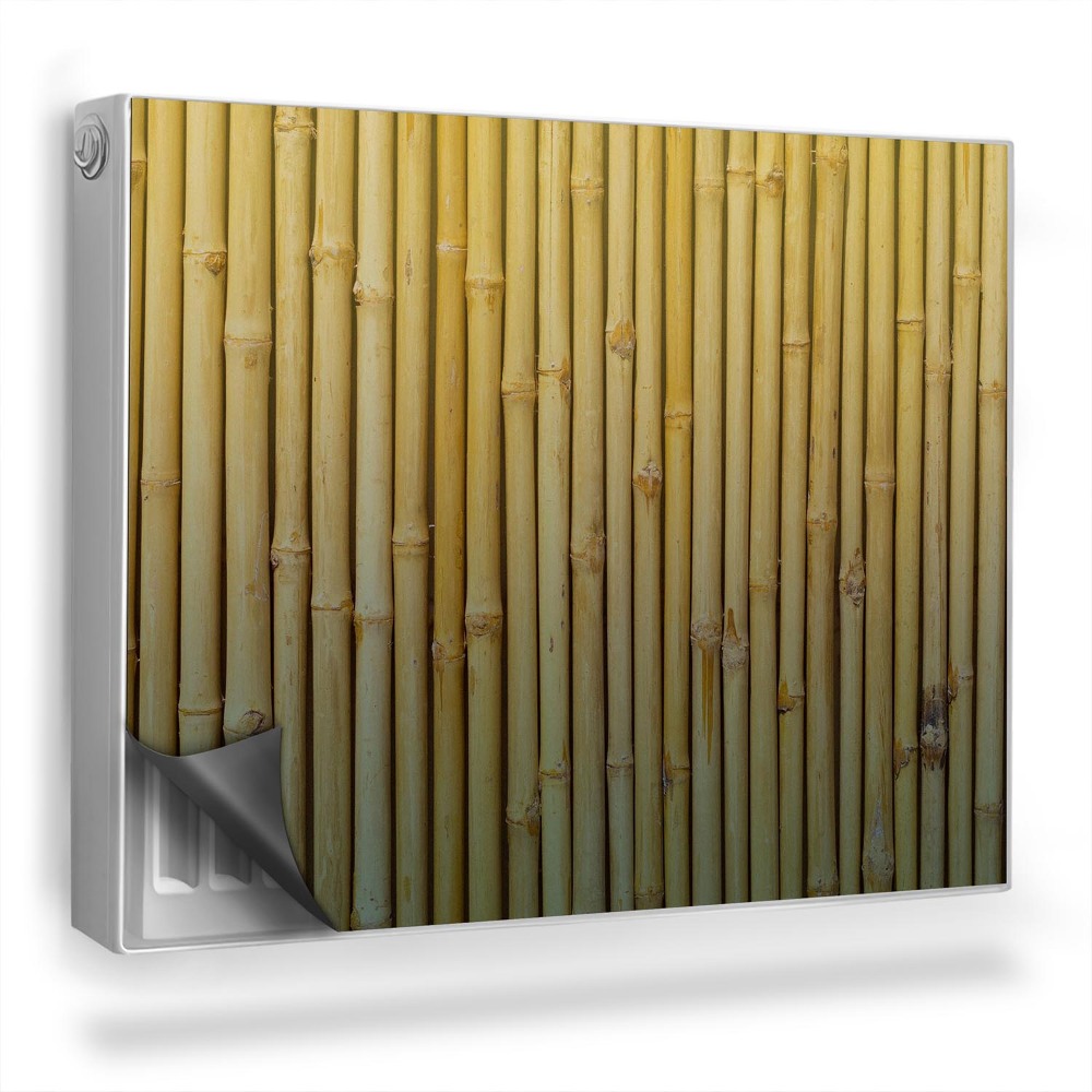 Magnetický kryt na radiátor Bambusové stonky vertikální zelené a žluté