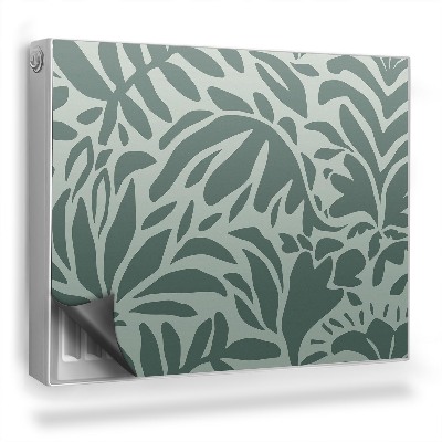 Magnetický kryt na radiátor Tvary listů a rostlin, tlumené zelené