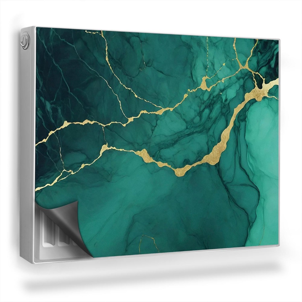 Dekorativní magnet na radiátor Mramor, tmavá textura v tyrkysové barvě